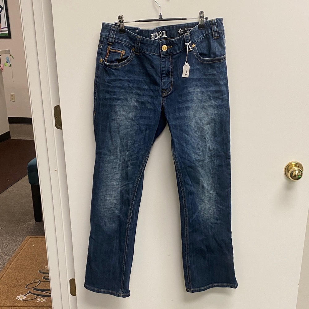 Rock & Roll Denim Boyfriend Jeans in Dark Blue